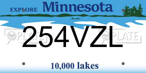 254VZL Minnesota License Plate