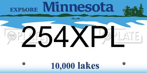 254XPL Minnesota License Plate