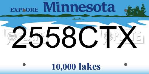 2558CTX Minnesota License Plate