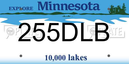 255DLB Minnesota License Plate