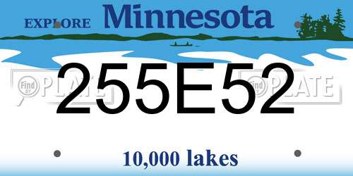 255E52 Minnesota License Plate