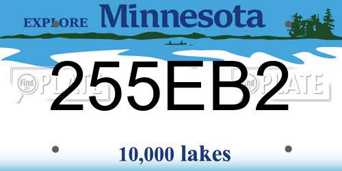 255EB2 Minnesota License Plate