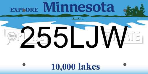 255LJW Minnesota License Plate