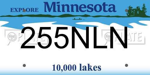 255NLN Minnesota License Plate