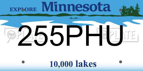255PHU Minnesota License Plate