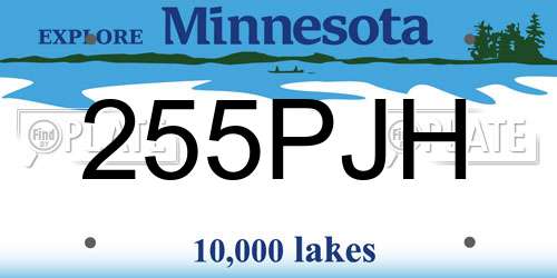 255PJH Minnesota License Plate