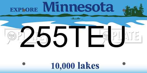 255TEU Minnesota License Plate