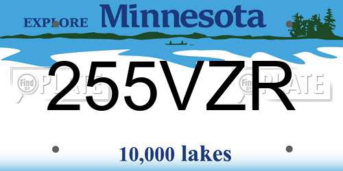 255VZR Minnesota License Plate