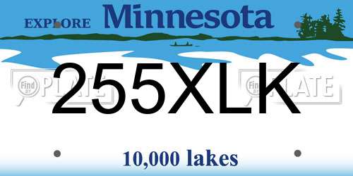 255XLK Minnesota License Plate