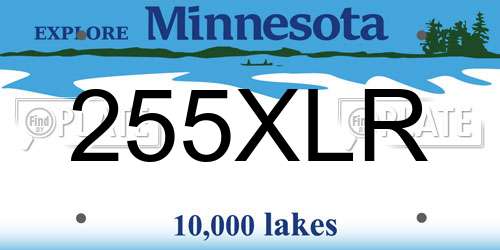 255XLR Minnesota License Plate