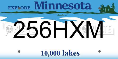 256HXM Minnesota License Plate