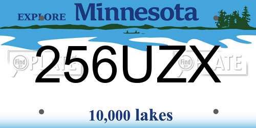 256UZX Minnesota License Plate