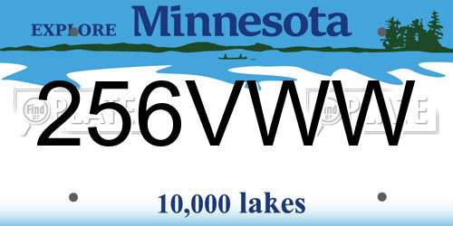 256VWW Minnesota License Plate