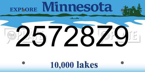 25728Z9 Minnesota License Plate