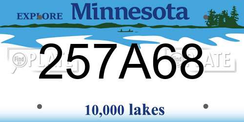 257A68 Minnesota License Plate
