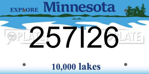 257I26 Minnesota License Plate