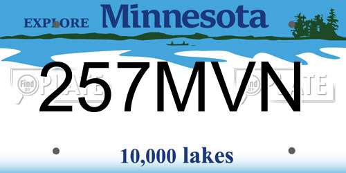 257MVN Minnesota License Plate