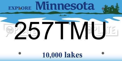 257TMU Minnesota License Plate