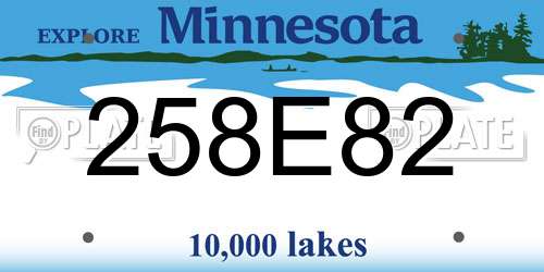 258E82 Minnesota License Plate