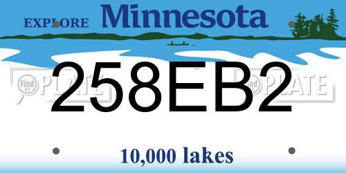 258EB2 Minnesota License Plate
