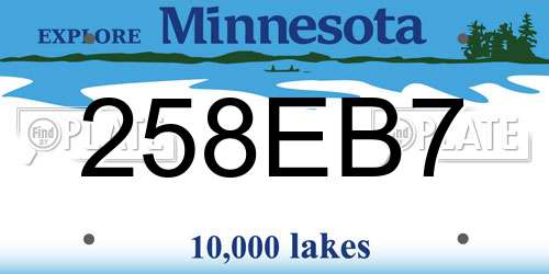 258EB7 Minnesota License Plate