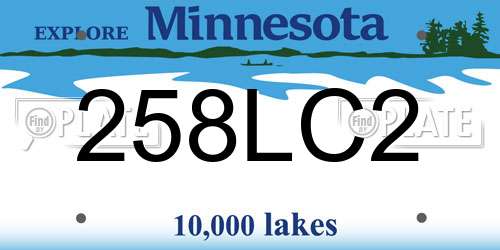 258LC2 Minnesota License Plate