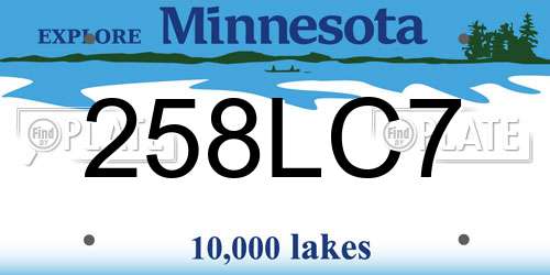 258LC7 Minnesota License Plate