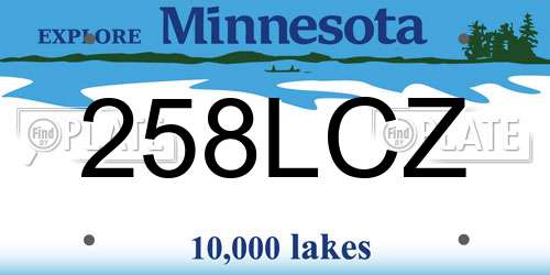 258LCZ Minnesota License Plate