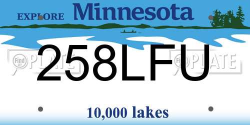 258LFU Minnesota License Plate