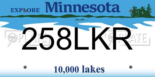 258LKR Minnesota License Plate