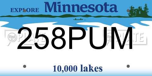 258PUM Minnesota License Plate