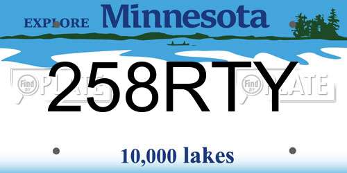 258RTY Minnesota License Plate