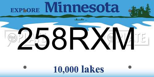 258RXM Minnesota License Plate