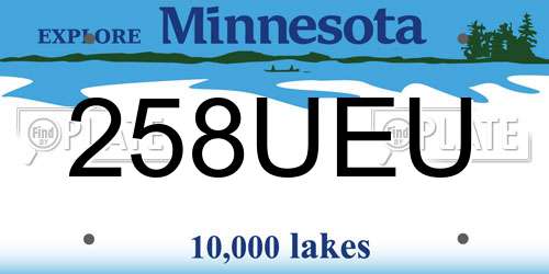 258UEU Minnesota License Plate
