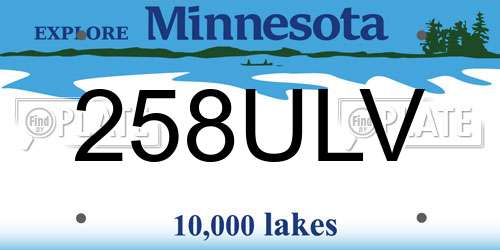 258ULV Minnesota License Plate