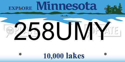 258UMY Minnesota License Plate