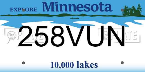 258VUN Minnesota License Plate
