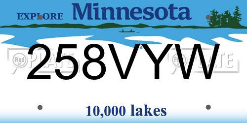 258VYW Minnesota License Plate