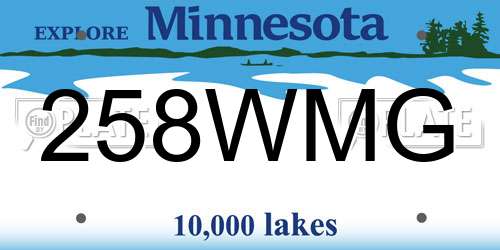 258WMG Minnesota License Plate
