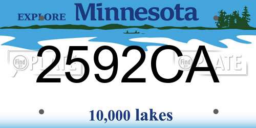 2592CA Minnesota License Plate