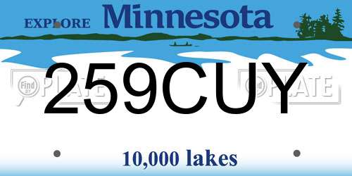 259CUY Minnesota License Plate