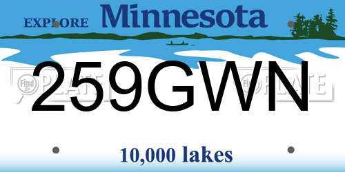 259GWN Minnesota License Plate