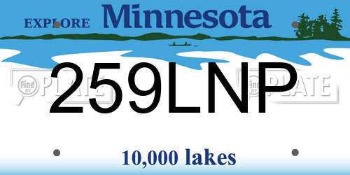 259LNP Minnesota License Plate