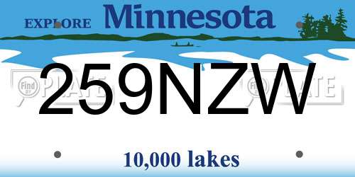 259NZW Minnesota License Plate