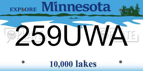 259UWA Minnesota License Plate