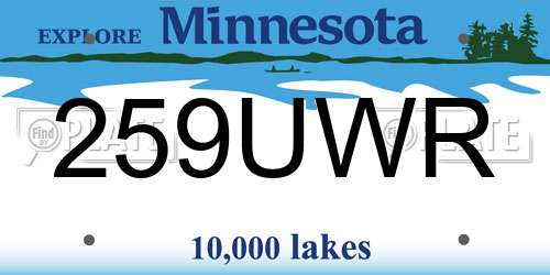 259UWR Minnesota License Plate