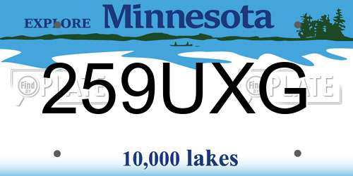 259UXG Minnesota License Plate