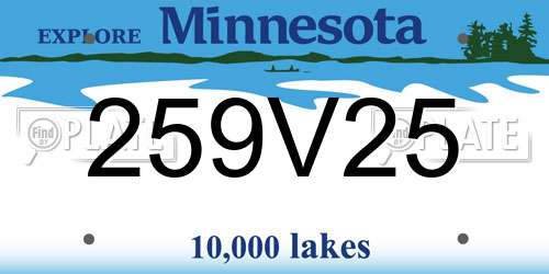 259V25 Minnesota License Plate