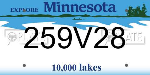 259V28 Minnesota License Plate