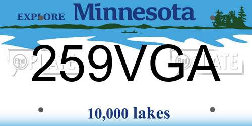 259VGA Minnesota License Plate